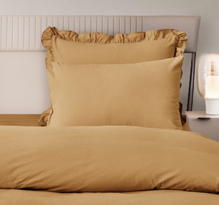 Постельное Белье Arya Natural Stone Washed из сатина 200x220 Valensiya Горчичный