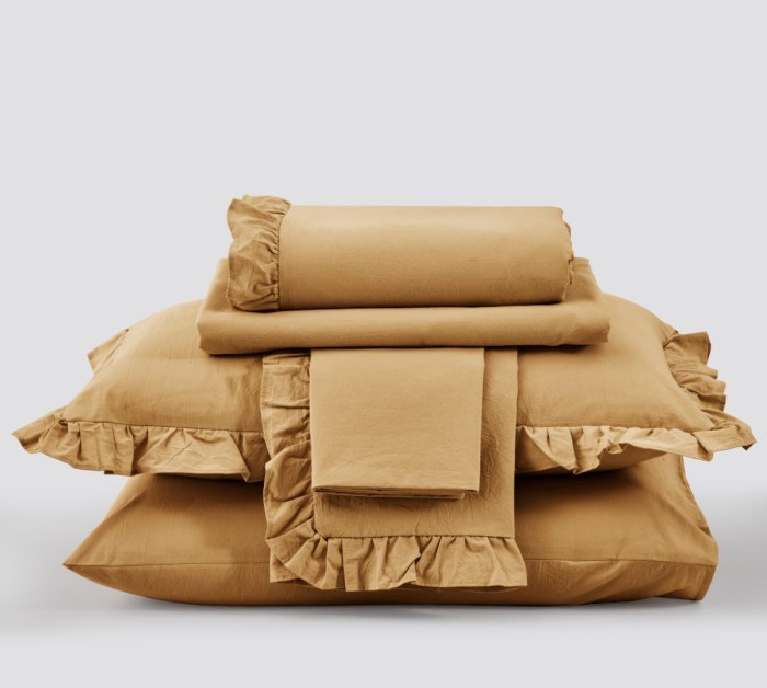 Постельное Белье Arya Natural Stone Washed из сатина 200x220 Valensiya Горчичный