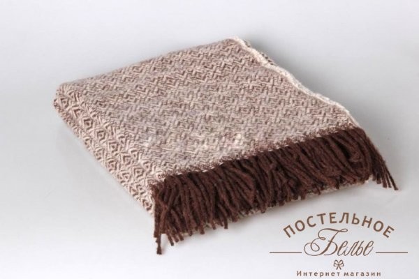 Плед 100 % шерсть коричневый 130x180