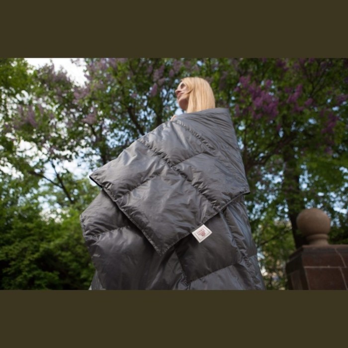 Дорожный плед - одеяло пуховый Travel Plaid Grass Graphite 140х200