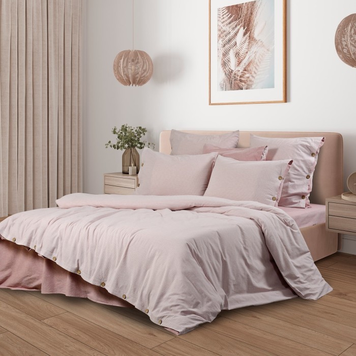 Постельное бельё Sharmes  "Rustic stripe" евро макси (розовый )