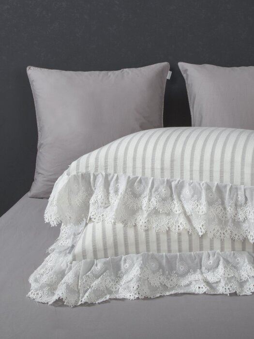 Комплекты для сна Stripe Muslin lace (серебро платина) Евро