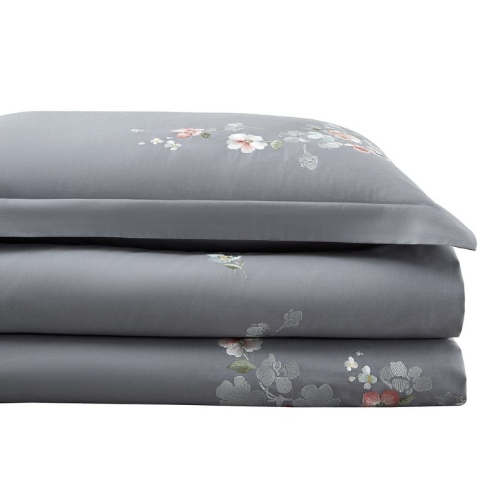Постельное Белье Arya Deluxia Сатин С Вышивкой 2 Сп. Emma Серый