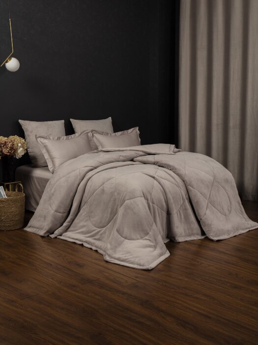 Комплекты для сна Lindor Fluffy (платина беж) Egyptian Cotton Евро