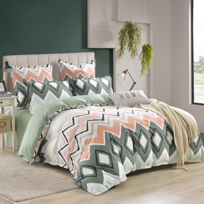 Пейтон (зеленый) Комплект постельного белья сатин 2х