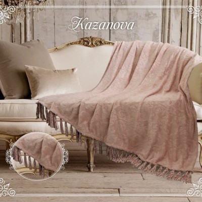 Плед Казанова Плед &quot;Феличе&quot; розовая пудра жаккард/кисточки 210х230 SR56-268-2.1