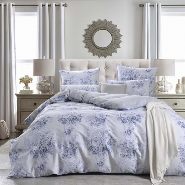 Аверия (голубая) Комплект постельного белья сатин Евро 4н