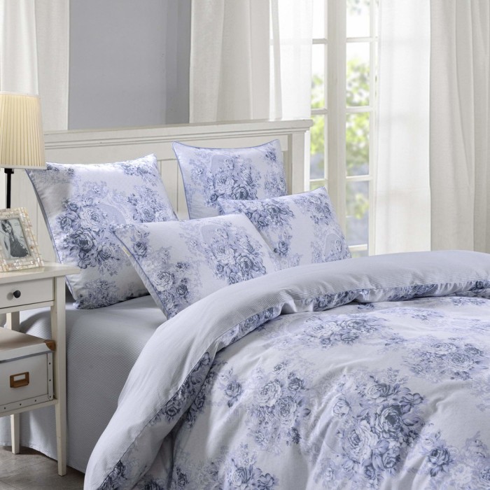 Аверия (голубая) Комплект постельного белья сатин Евро 4н