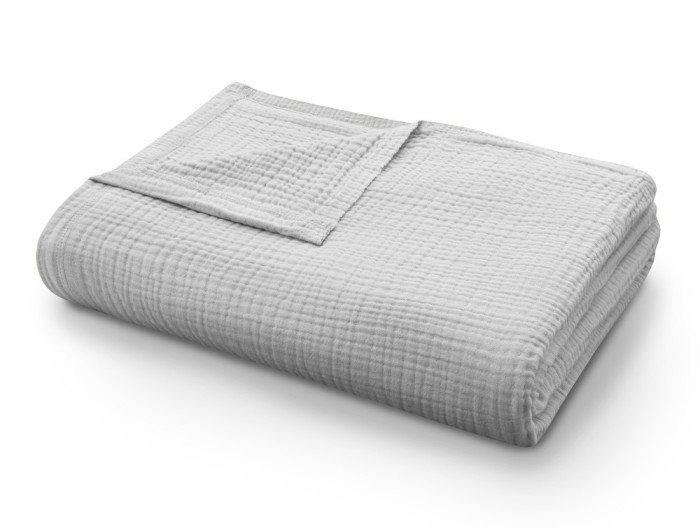 Покрывало-одеяло муслиновое светло-серое 200х230