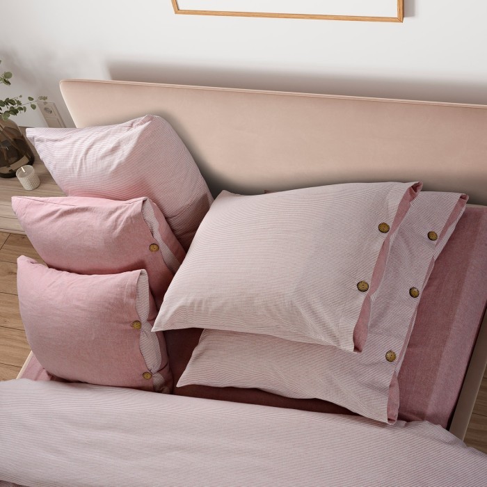 Набор их 2-х навоочек "Rustic stripe", 70х70 (розовый )