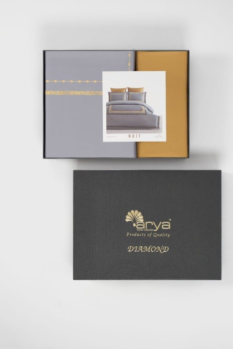 Постельное белье Arya Diamond сатин 2 Сп. 200x220 Nuit Синий, коричневый