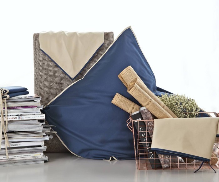 Комплект из 2-х наволочек Sharmes "Luca", 70х70 (темно-синий/светло-бежевый)