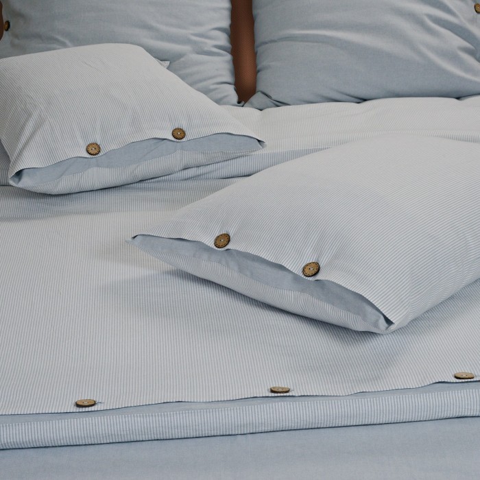 Набор их 2-х навоочек "Rustic stripe", 70х70 (голубой)