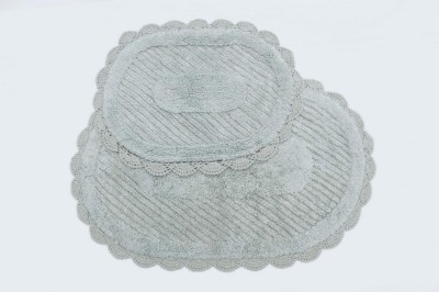 LAURA (голубой) Набор ков. для ванной кружевной 60х100 и 50х70