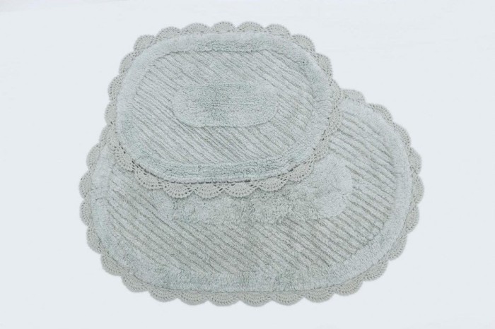 LAURA (голубой) Набор ков. для ванной кружевной 60х100 и 50х70