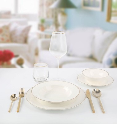 Набор столовой посуды Arya Dory Gold 24 едедмета Белый