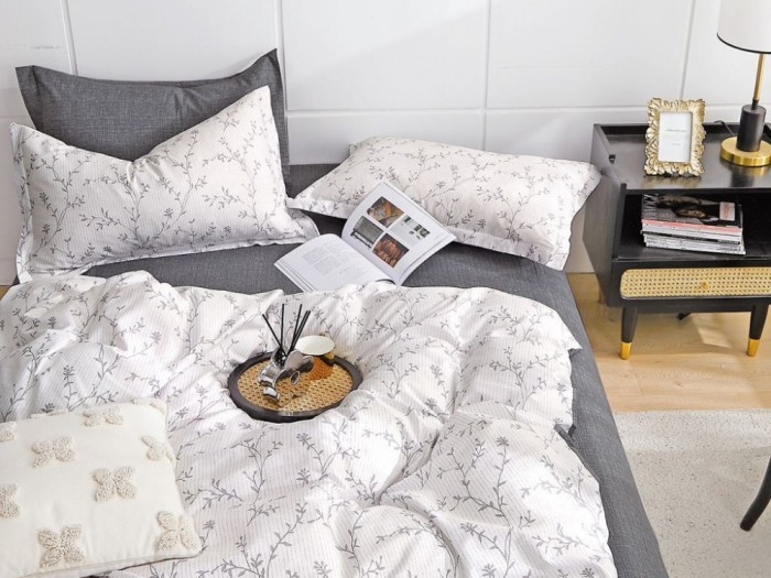 Комплект с летним одеялом семейный из печатного сатина 160х220 см, 2173-2OSP