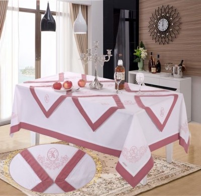 Скатерти Лен Ла-Рошель белый/розовый 180 х 280 см