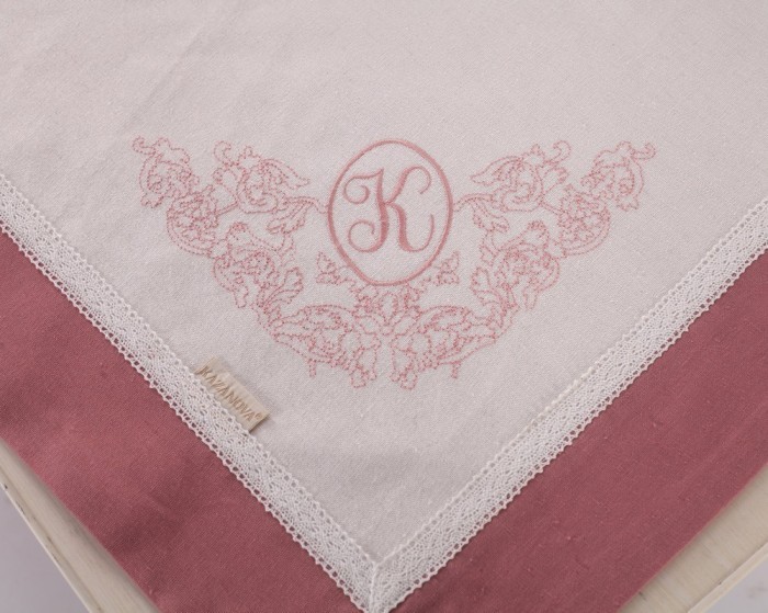 Скатерти Лен Ла-Рошель белый/розовый 180 х 280 см