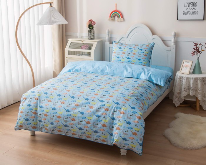 Динозаврики (голубой) Комплект постельного белья Детский