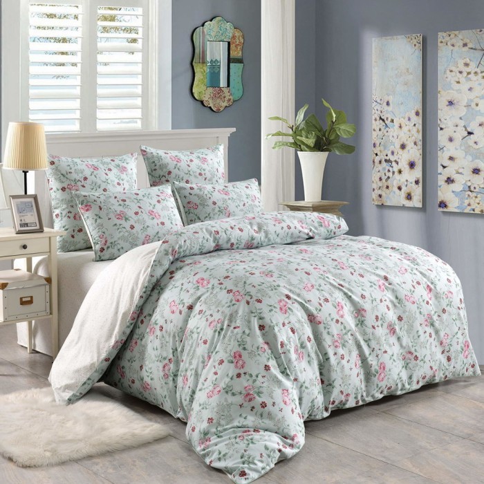 Олли (голубая) Комплект постельного белья сатин 1.6