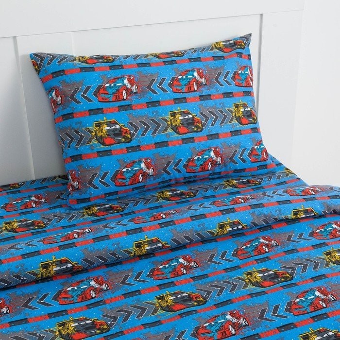 Детское постельное бельё 1,5 сп «Тачки» 143*215 см, 150*214 см, 50*70 см -1 шт, 100% хлопок, поплин 125 г/м2