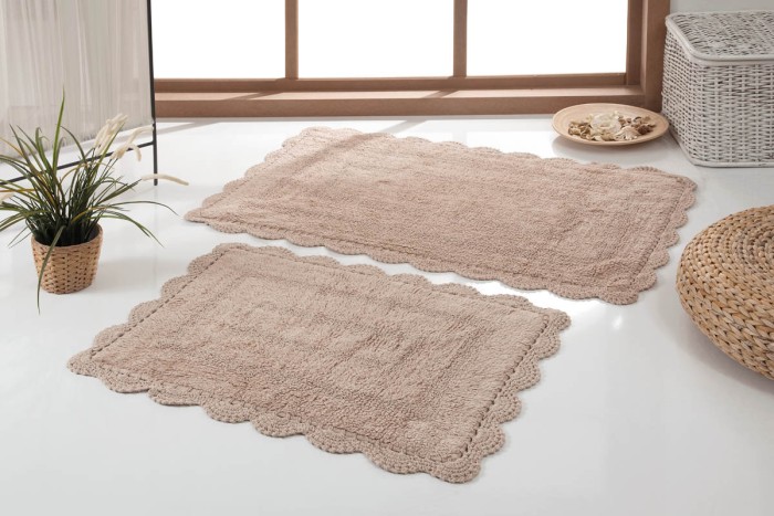 Набор ковриков для ванной "KARNA" кружевной EVORA 60x100 + 50x70 cm Бежевый